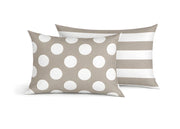 Coppia Federe Cuscino Letto Double Face 100% Cotone Disegno Pois GI - Federe - Beige
