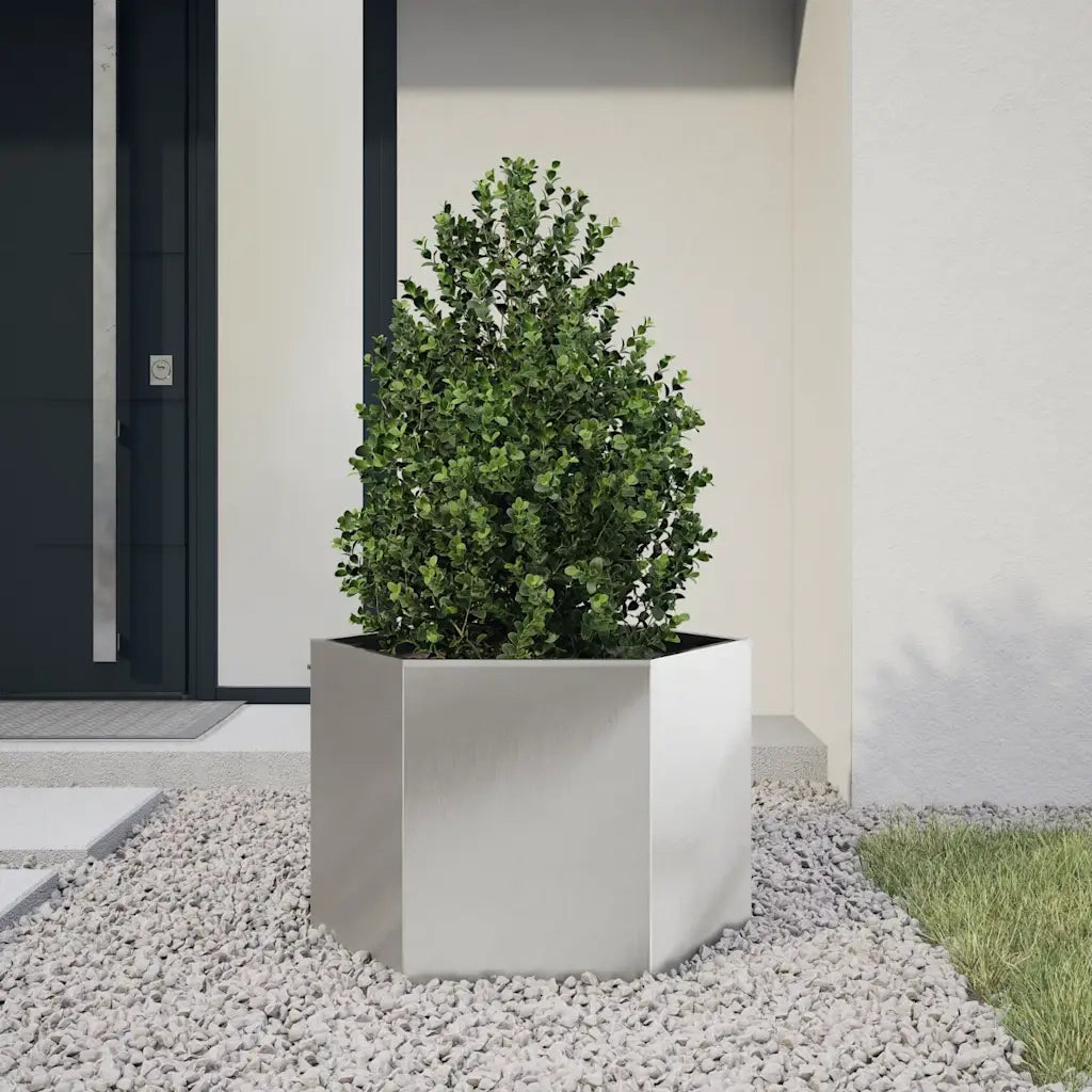Fioriera da Giardino Esagono 69x60x45 cm in Acciaio Inox 851126