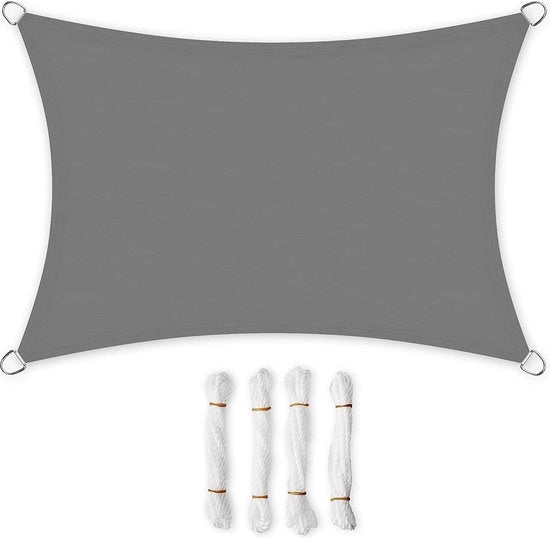 Ombrellone acqua resistente fino a 1000 mm di colonna d'acqua, protezione UV del 93%, ombreggiatura con tessuto di poliestere resistentente alla abrasione, resistente al fuoco, per giardino, balcone, terrazzo, campeggio, 3 x 2 m, grigio fumo.