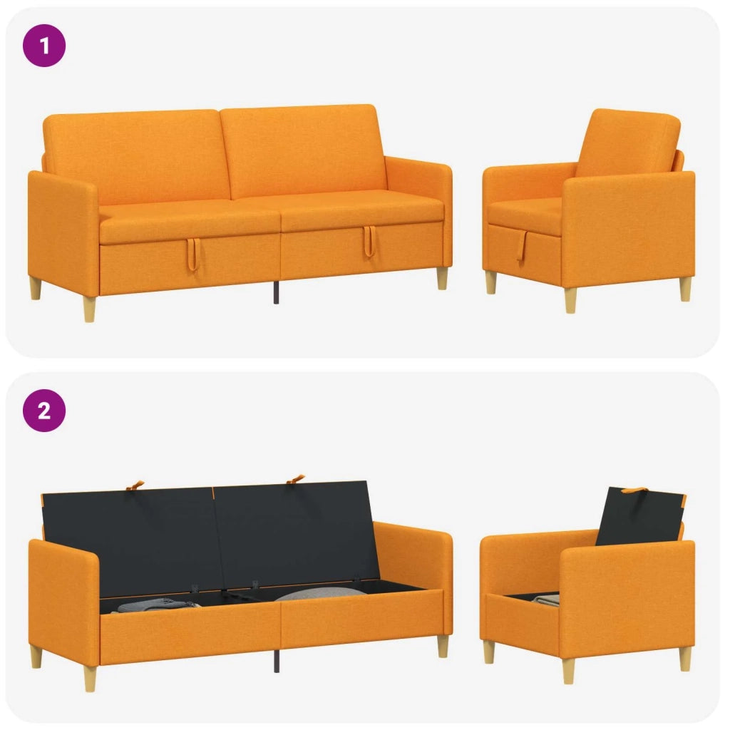 Set di Divani con Storage 2 pcs Giallo Scuro Poliestere 3429241
