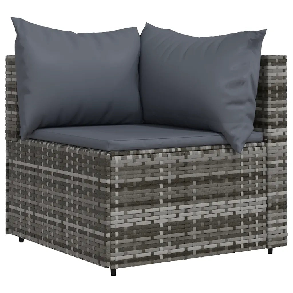 Set Divani da Giardino 4 pz con Cuscini in Polyrattan Grigio 319767