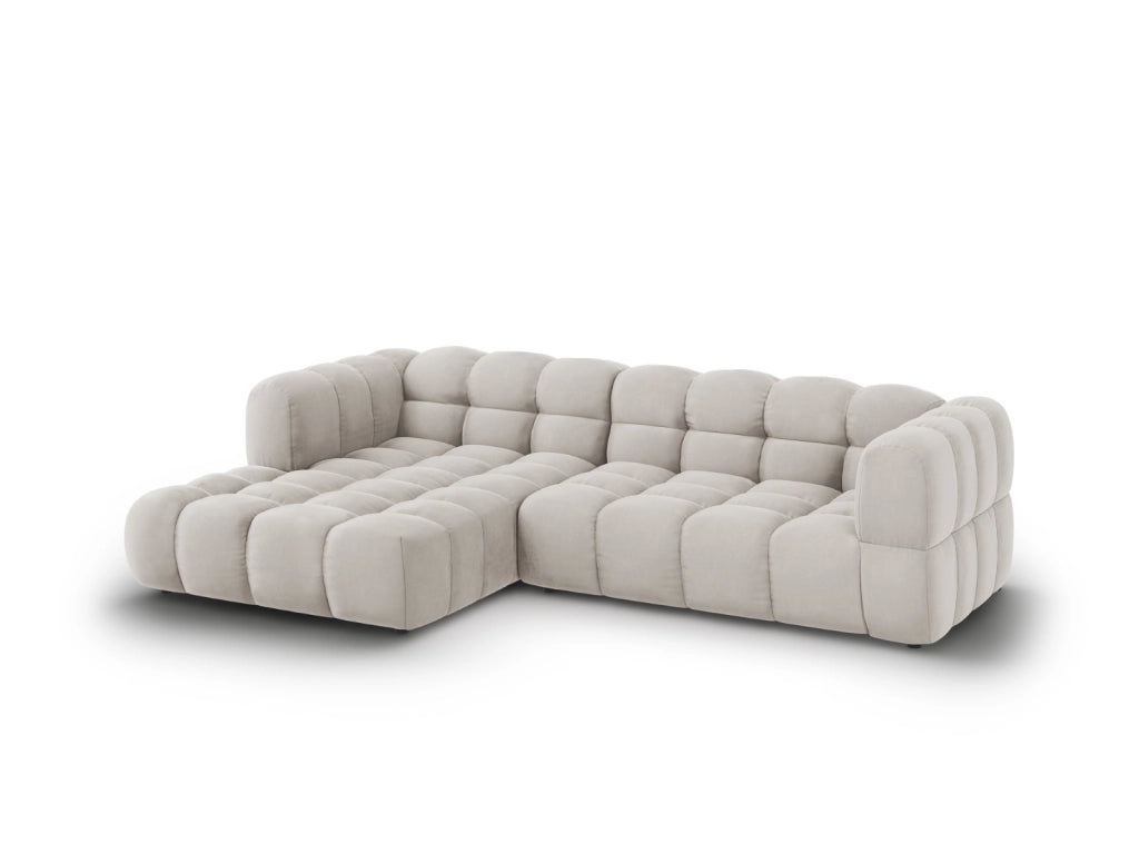 Cosmopolitan Design - Divano angolare modulare sinistro "Sky" 4 posti in velluto beige chiaro 