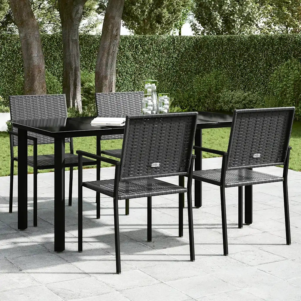Tavolo Pranzo Giardino Nero 160x80x74 Acciaio e Vetro Temperato cod mxl 34490