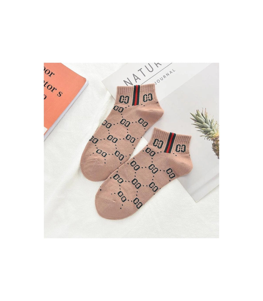 Calzini Bassi in Cotone per Donna e Bambina | Stile Universitario con Motivo Catenine Ricamate | Taglia Unica 34–40 EU