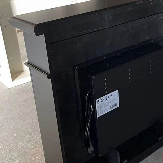 Mpc Camino Lipari Camino Da Pavimento Con Cornice e Bruciatore Elettrico Da 1500w Nero Effetto Fiamma Super Realisitco e Cornce In Legno Mdf Nero Profondo Caminetto Design Completo Di Telecomando