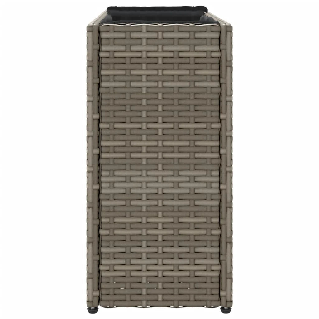 Fioriera rialzata per piante fiori terrazza giardino con 2 vasi 90 x 20 x 40 cm resina intrecciata grigia 02_0038083