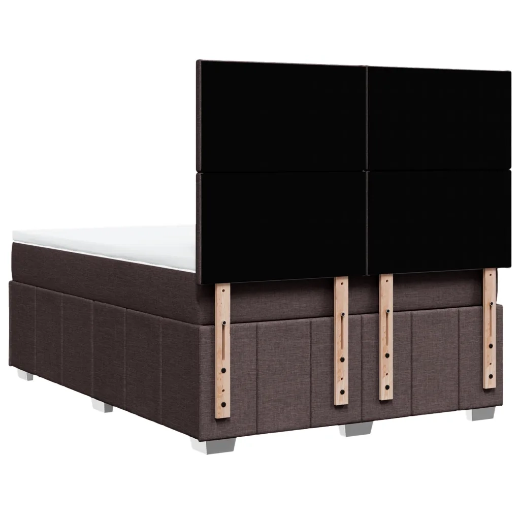 Giroletto a Molle con Materasso Marrone Scuro 140x190cm Tessuto