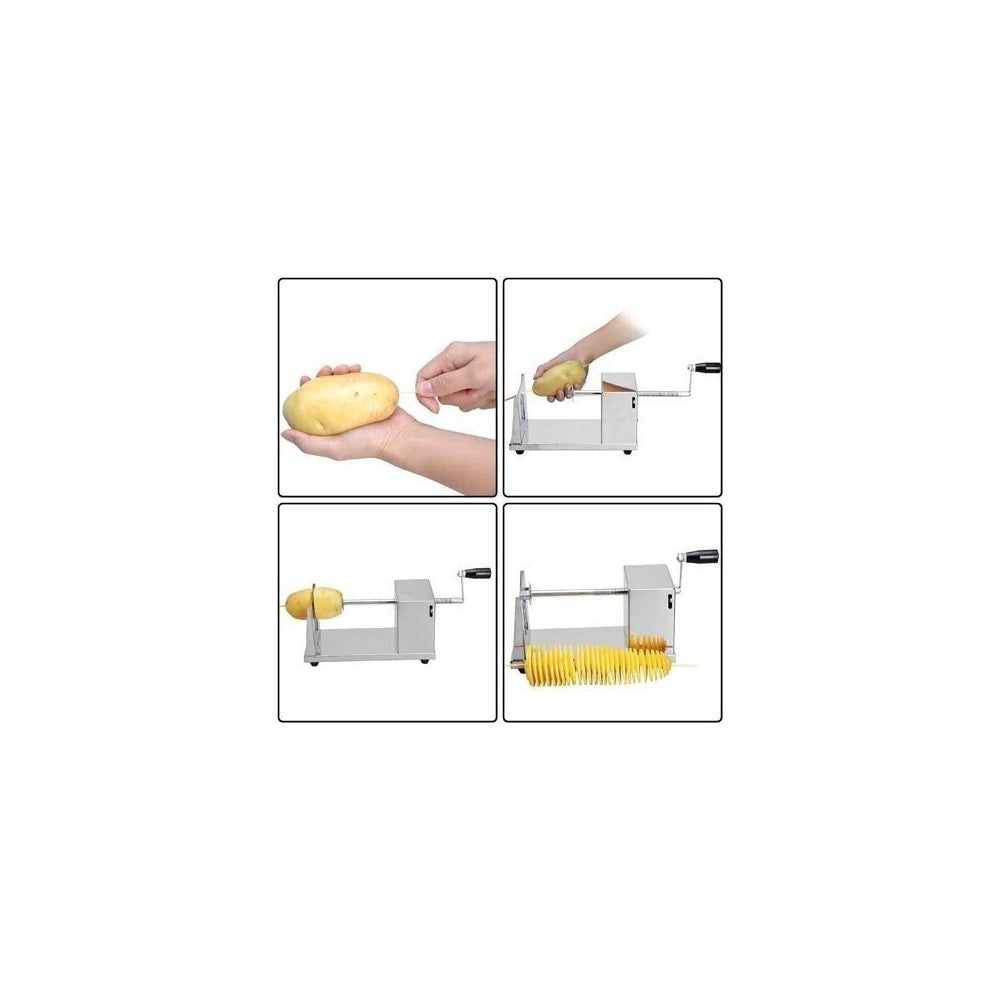 Trade Shop - Taglia Affetta A Spirale Ricciolo Patate In Acciaio Inox Professionale Chips -
