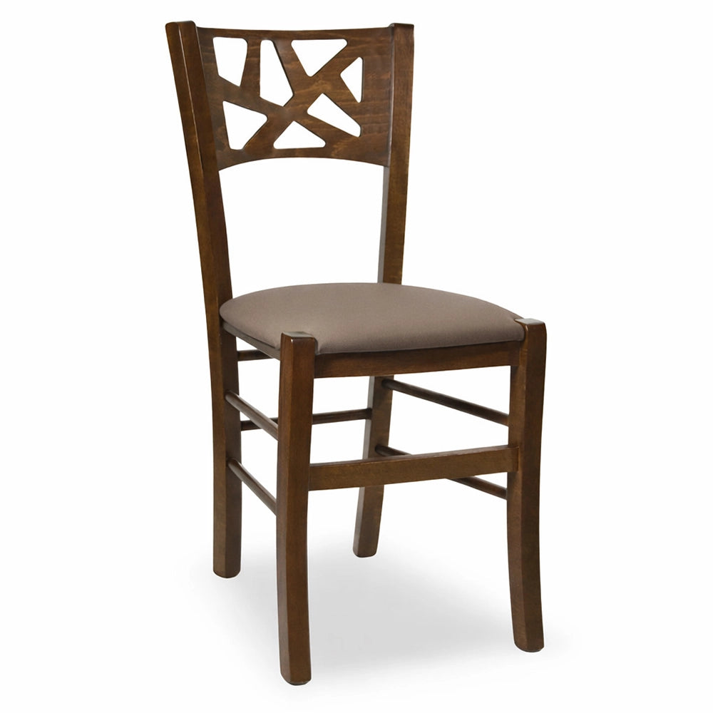 Sedie sala pranzo Sissy in legno noce scuro seduta imbottita tortora set da 2