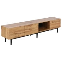Moderno Mobile TV con Venatura del Legno, Luci LED Variabili, Design Minimalista - MDF Resistente, Capacità di 50 kg, Naturale