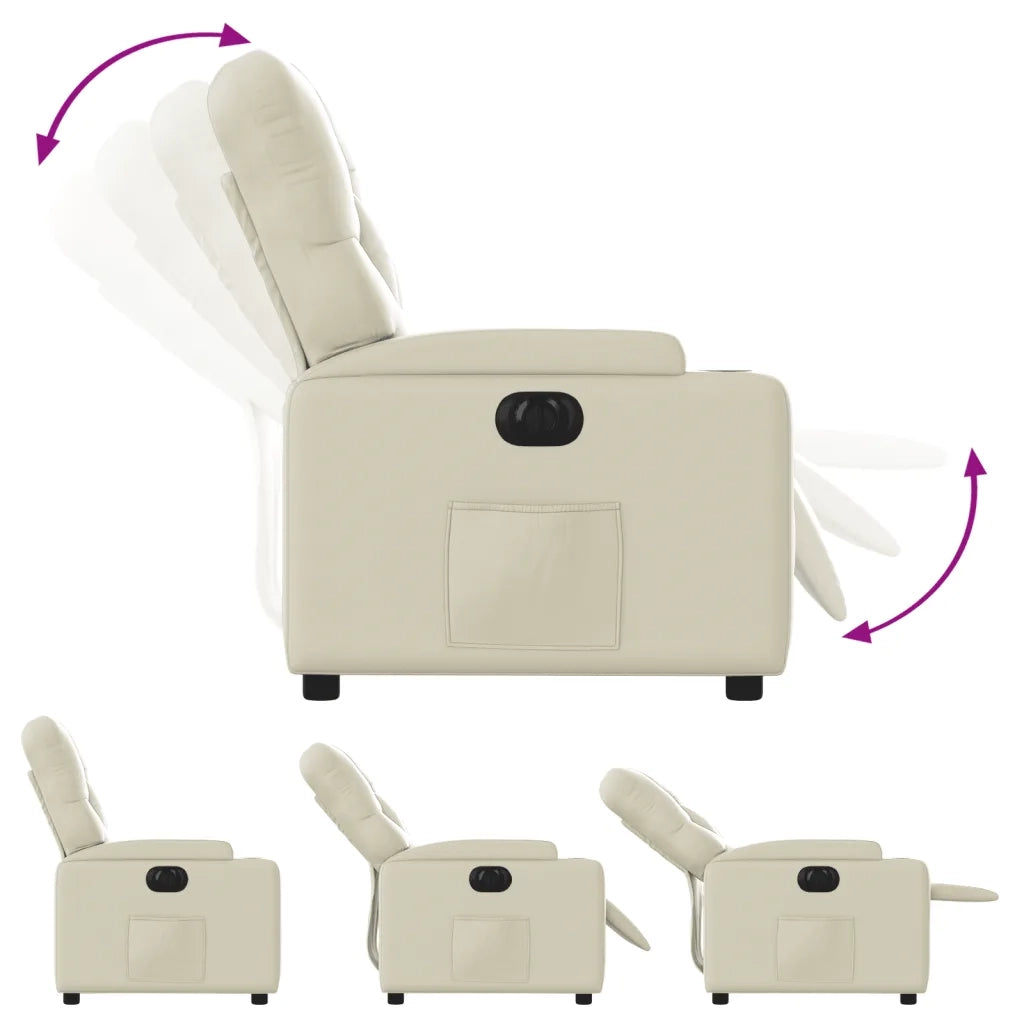 VidaXL Poltrona Reclinabile Elettrica Crema in Similpelle