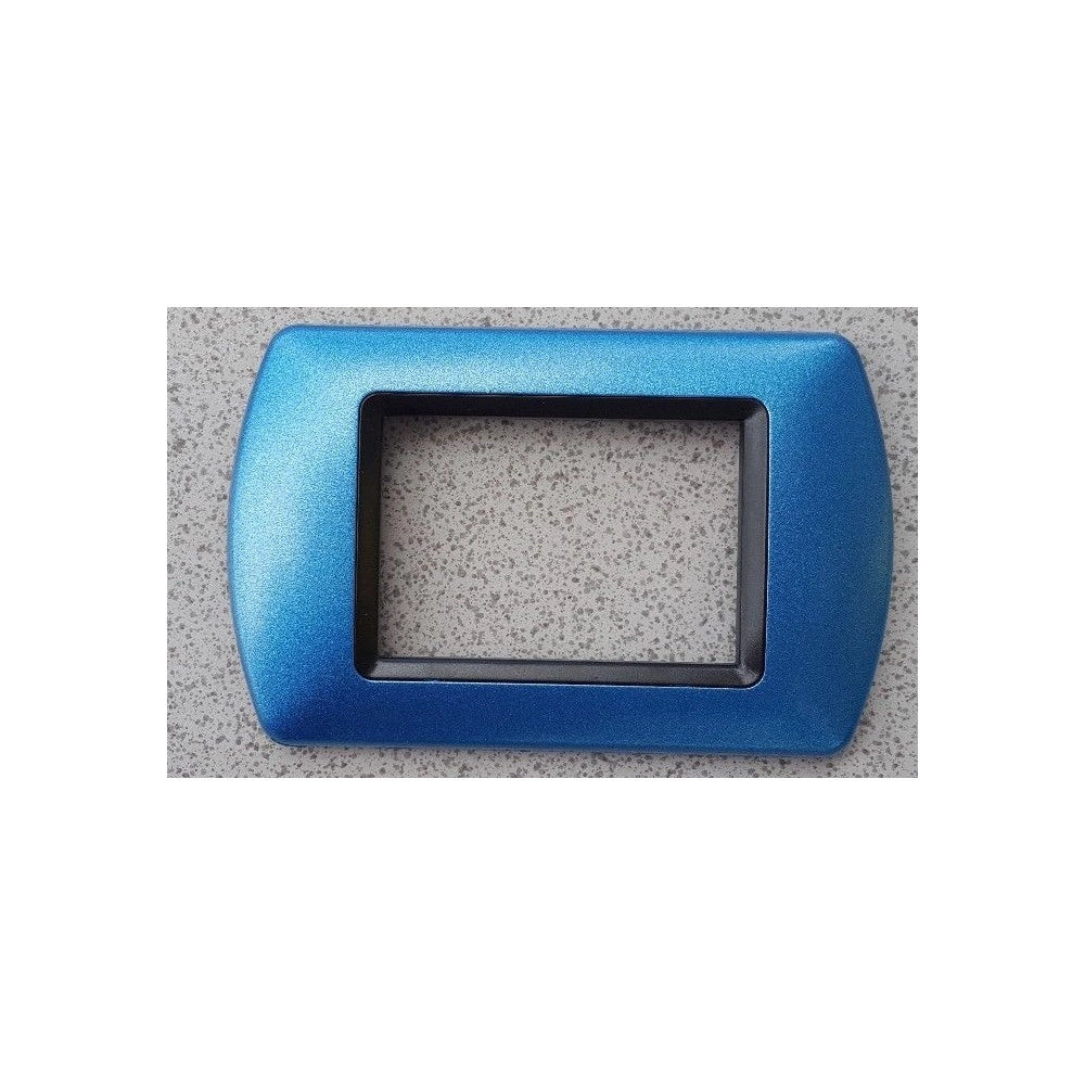 Trade Shop - Placchette Placche In Abs Compatibili Per Serie Living International Placca - Blu Cielo Metallizzato -7 Fori     -