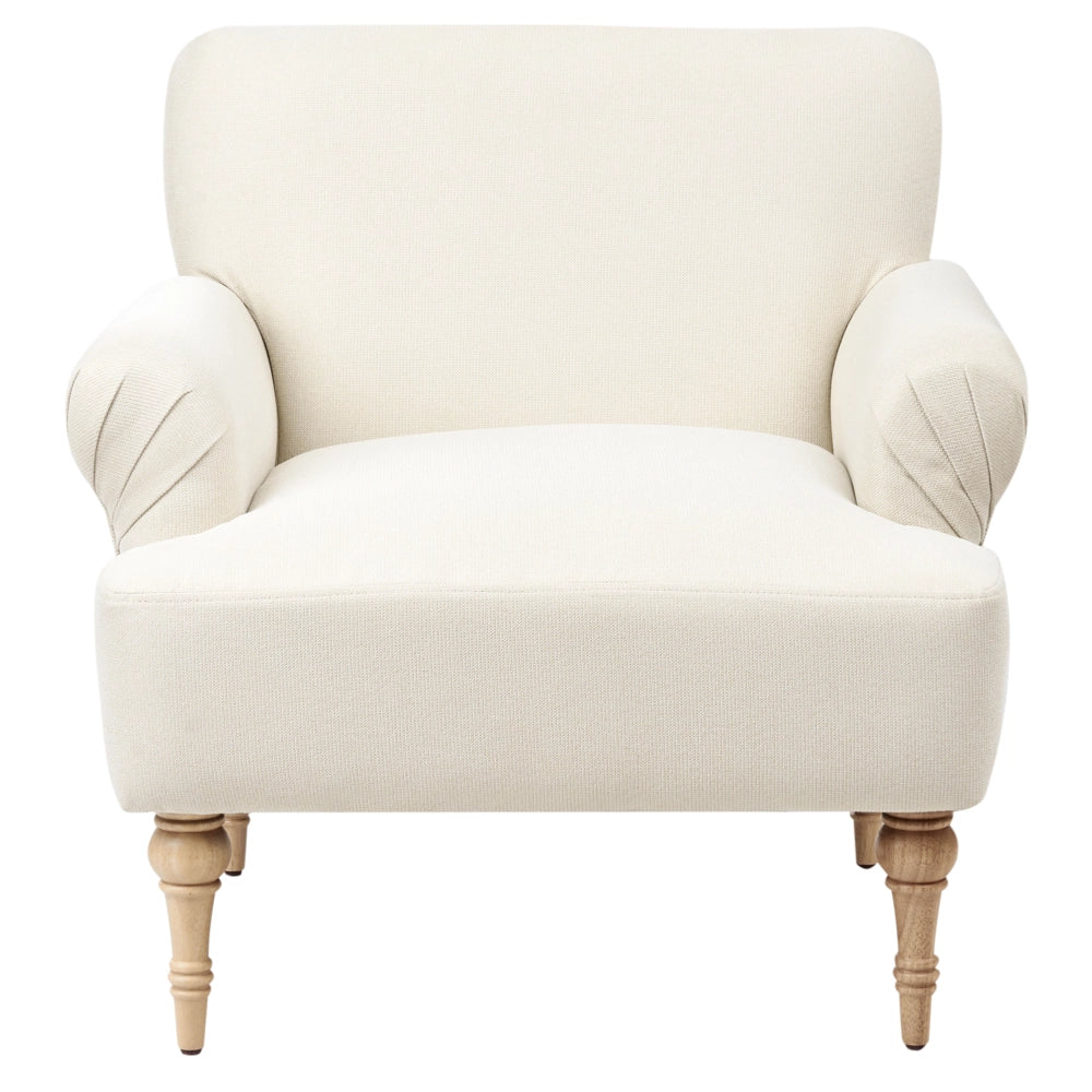 Poltrona Beige chiaro Tessuto poliestere idrorepellente Gambe in legno di gomma Arredamento minimalista retrò per il soggiorno