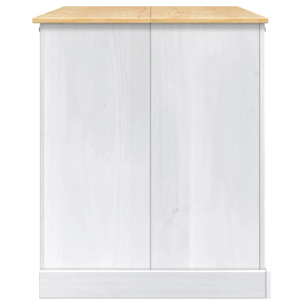 Carrello da Cucina 2 pcs Bianco e Cera di Miele Pino Massello