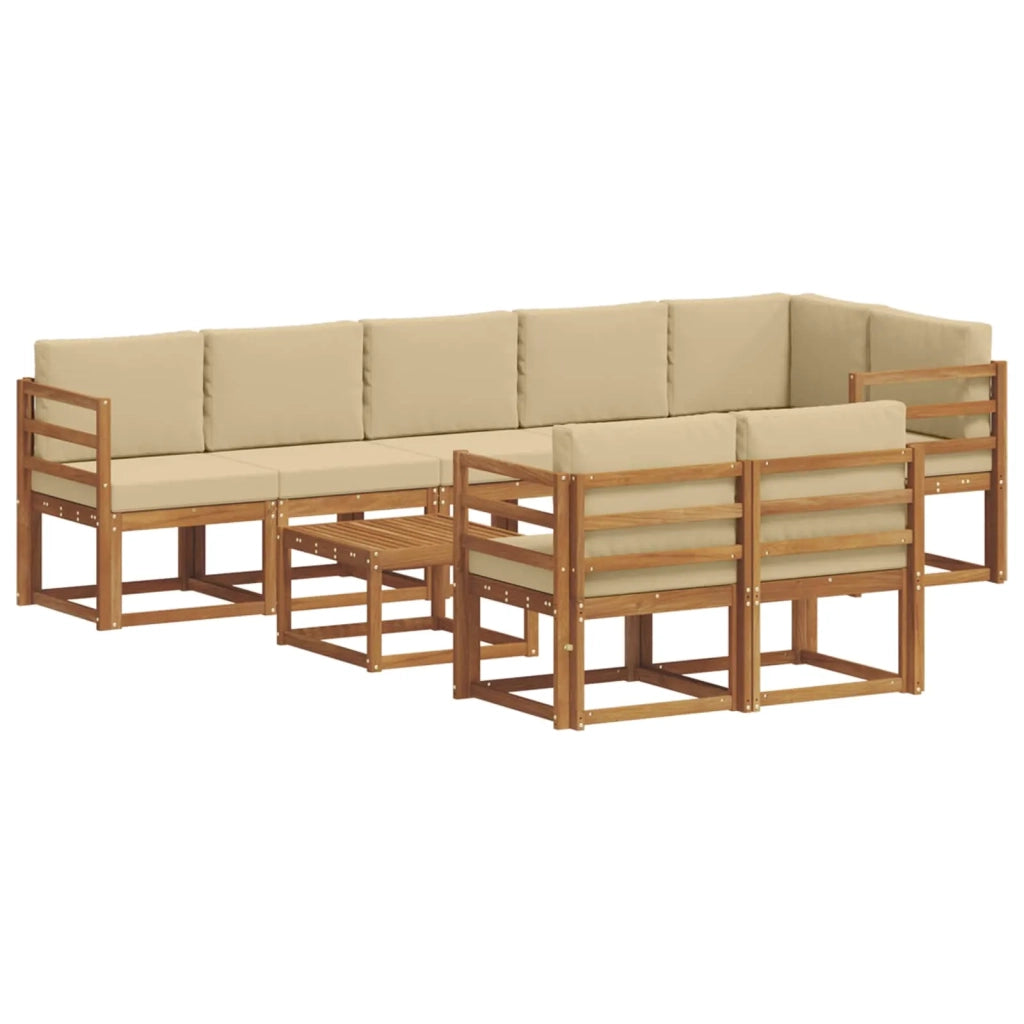 Set di divani da esterno con cuscino 9 pcs Naturale e Beige