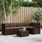 Divano da Giardino 5 Posti con Cuscini Stile Rattan PP Marrone 3444040