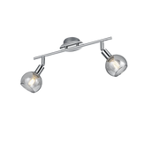 Faretti Soffitto Parete Barra 2 Spots metallo Cromo Vetri Fume Brest GD Trio