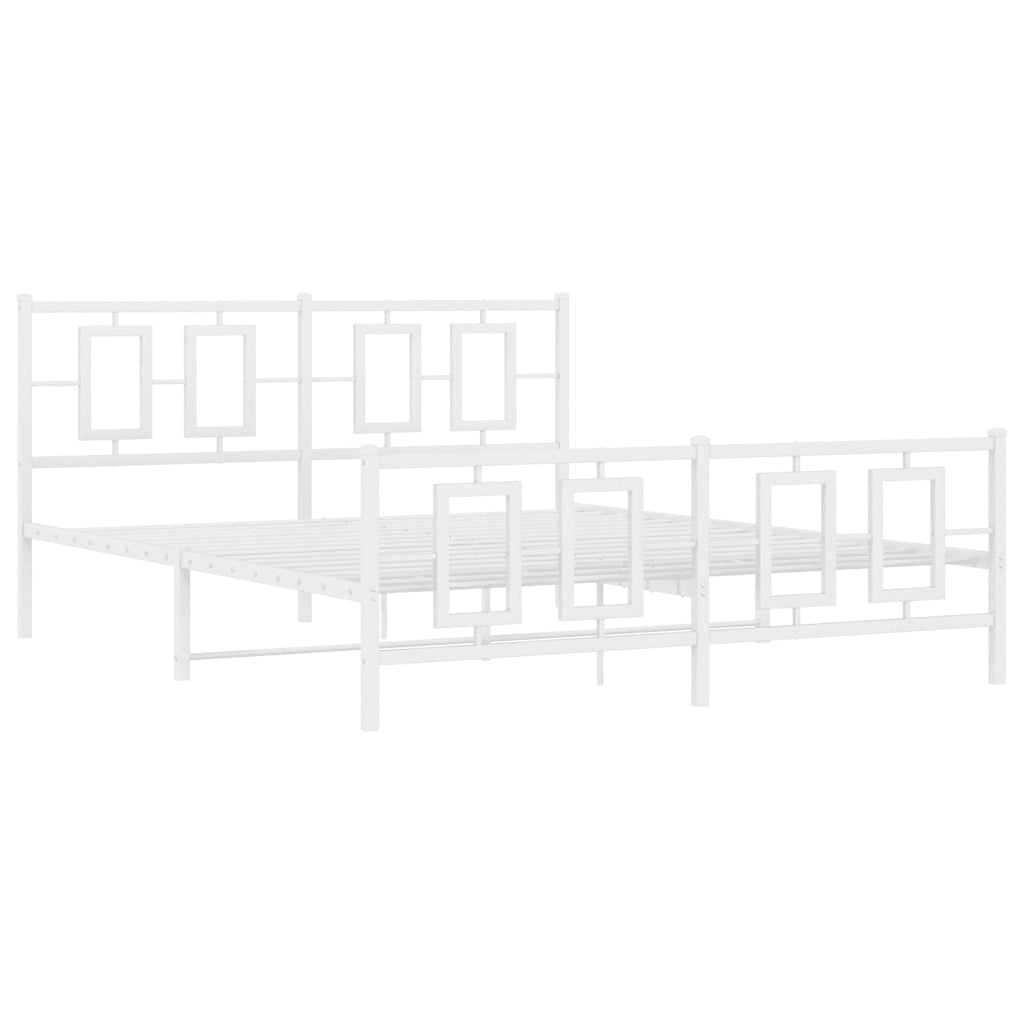 Giroletto con Testiera e Pediera-Struttura Letto Metallo Bianco 150x200 cm 412053