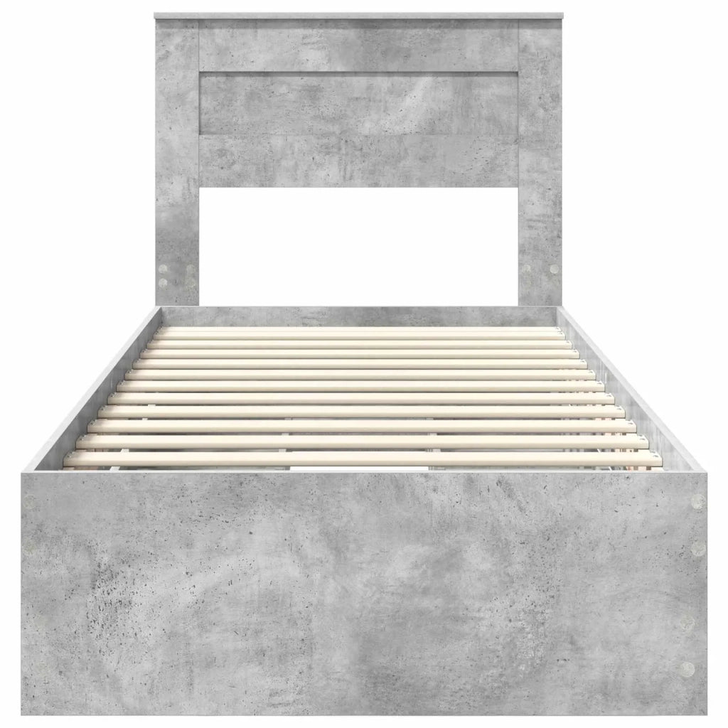 Letto singolo | Letto per adulti | Struttura del letto con cassetto Grigio cemento 90 x 190 cm