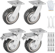 4 ruote pesanti 150 mm, 2x ruote inclinabili con freno e 2x ruote inclinabili girevoli 360°, ruote massive per mobili pallet, capacità di carico 600 kg ruote industriali