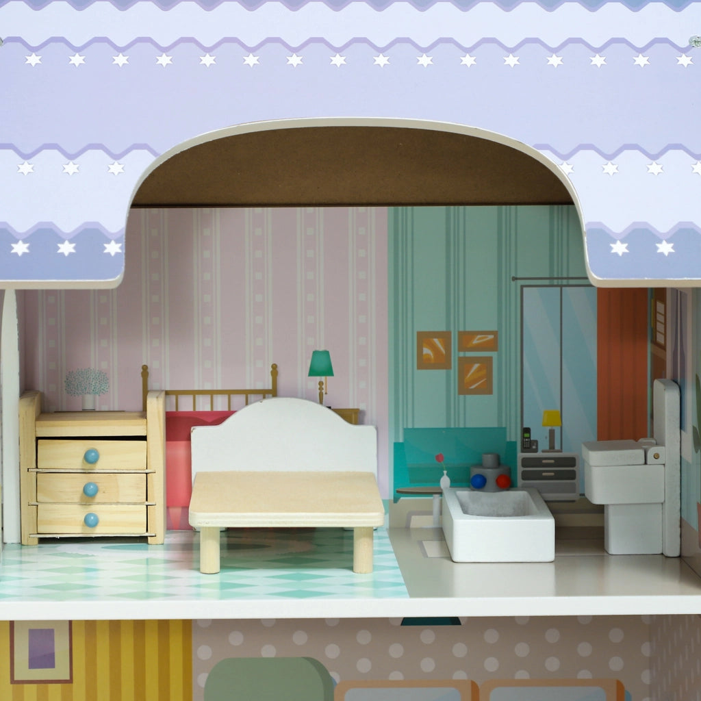 Casa delle bambole con mobili e accessori balcone 2 piani ¨C Xylo ¨C Multicolore giocattolo bambini 3 anni