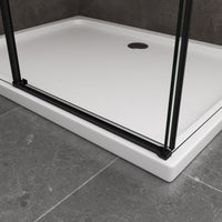 Box Doccia Ad Angolo Con Parete Fissa Laterale e Porta Frontale Con Chiusura Soft Close Ammortizzata H 200 8 MM Telaio Nero Opaco Cm 120 (118-120) x 170 (167-170)