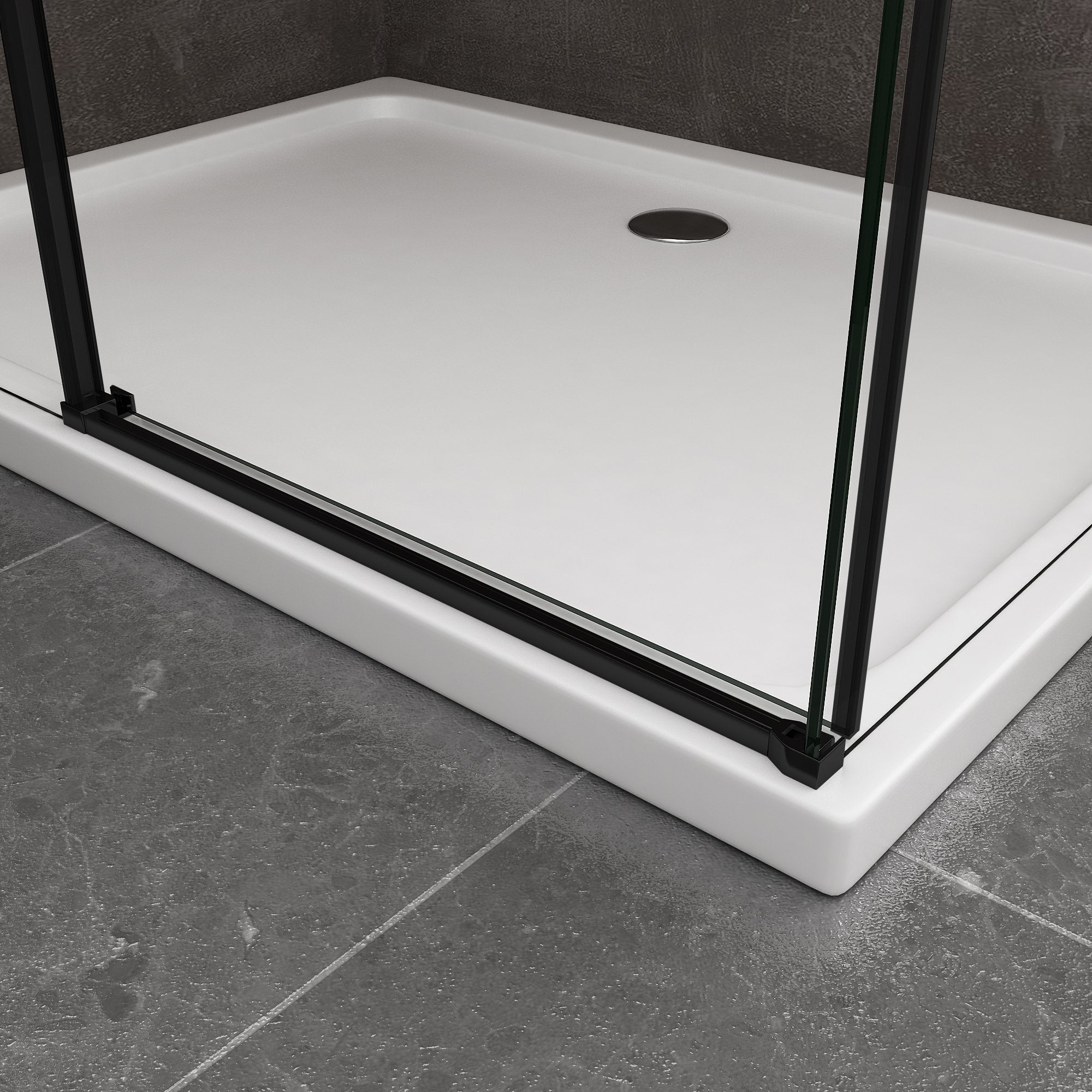 Box Doccia Ad Angolo Con Parete Fissa Laterale e Porta Frontale Con Chiusura Soft Close Ammortizzata H 200 8 MM Telaio Nero Opaco Cm 90 (88-90 ) x 150 (147-150)