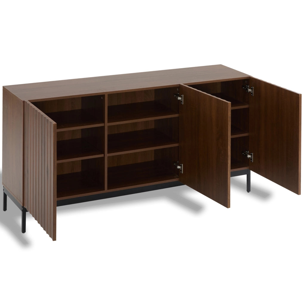Madia moderna con design ondulato 150x40x80 cm; MDF e PB; colore naturale
