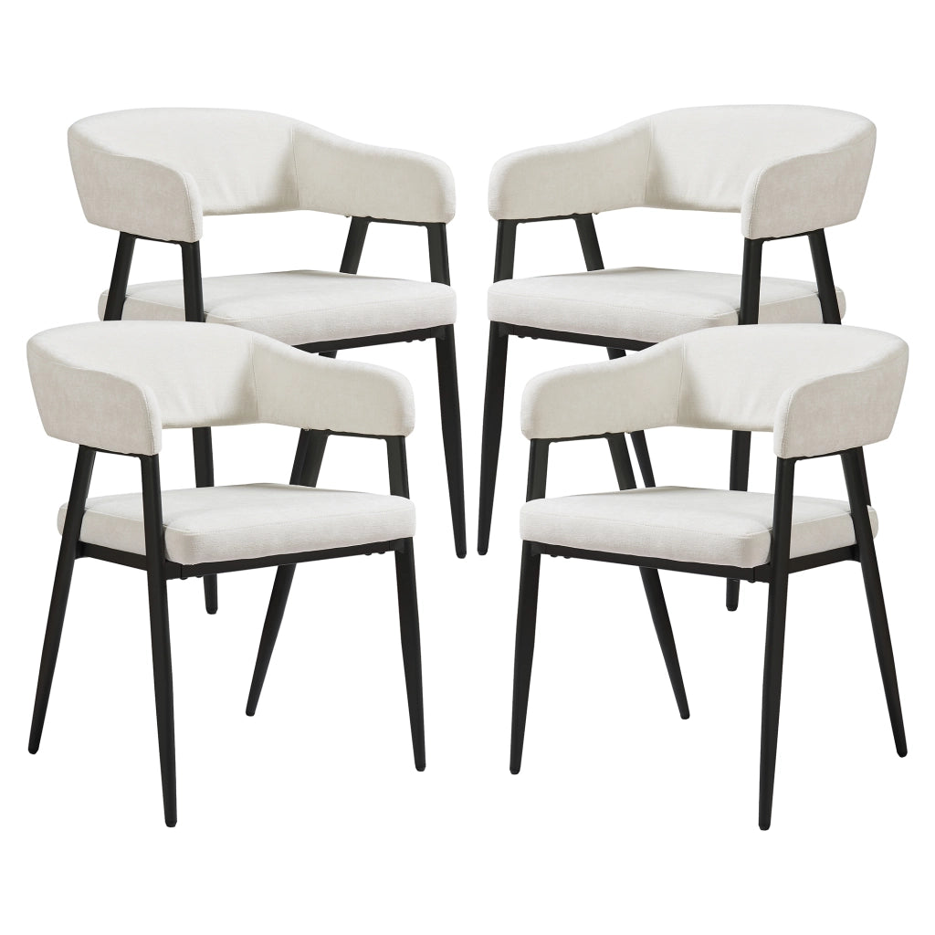 Set Kohlmand di 4 Sedie Imbottite da Sala Pranzo con Rivestimento in Tessuto - Beige [en.casa]