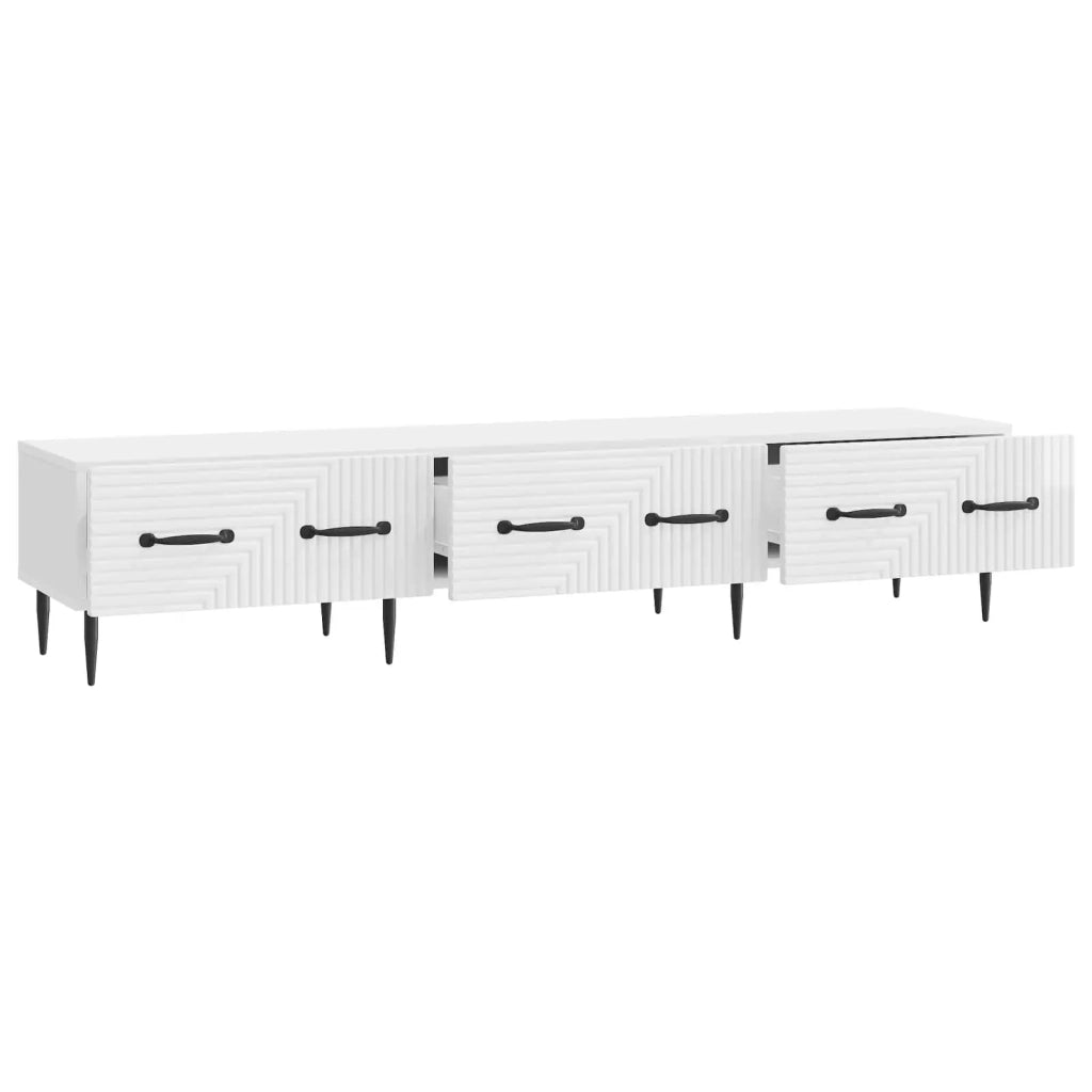 Mobile TV Bianco Lucido 147 x 34,5 x 30 cm Legno ingegnerizzato 894939