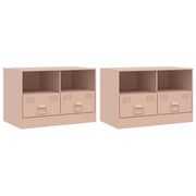 Mobile TV multimediale scaffale TV credenza mobile TV sala da pranzo soggiorno camera da letto 2 pezzi rosa 67 x 39 x 44 cm acciaio rosa 02_0028645