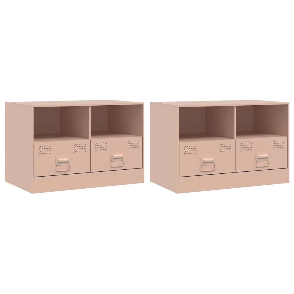 Mobile TV multimediale scaffale TV credenza mobile TV sala da pranzo soggiorno camera da letto 2 pezzi rosa 67 x 39 x 44 cm acciaio rosa 02_0028645