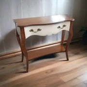 Consolle Lolla in legno Shabby chic bianco anticato e noce Bassano