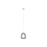 Sospensione Contemporaneo Double Skin Metallo Cromo Vetro Blu 1 Luce E27