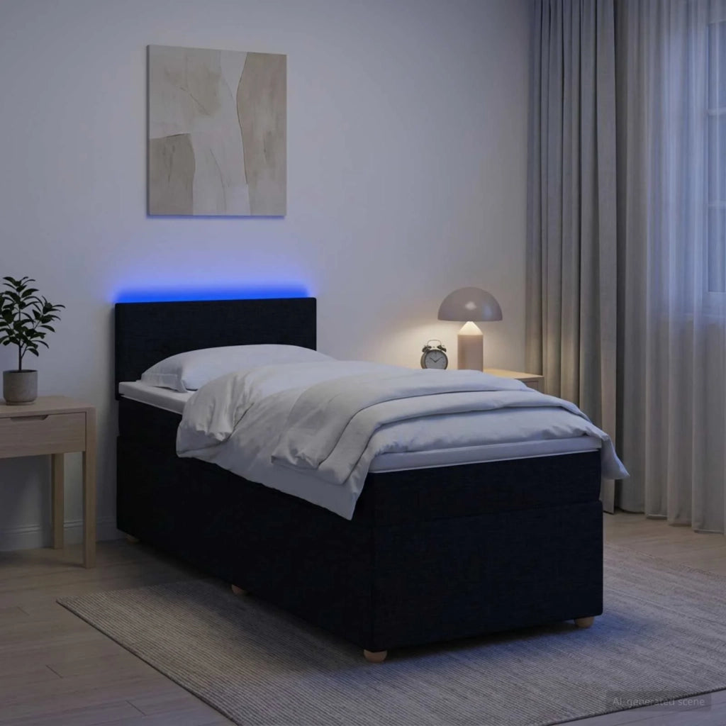 Letto box spring con materasso Nero 90 x 190 cm Tessuto 3452312