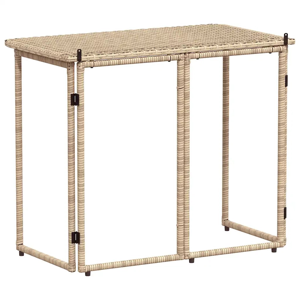 Tavolino da Giardino | Tavolino da esterno Pieghevole Beige 90x51x75 cm in Polyrattan