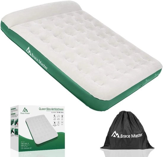 Airbed con cuscino gonfiabile - 203 x 152 x 28 cm - Matrassone gonfiabile impermeabile con tasca di ripristino - Verde