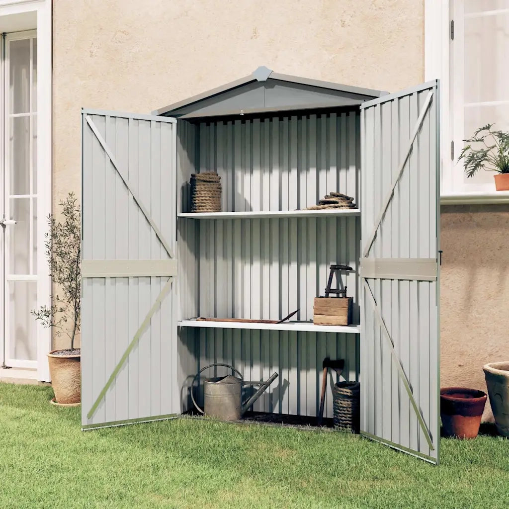 Capanno da Giardino Grigio 116x45x175 cm in Acciaio Zincato 46302
