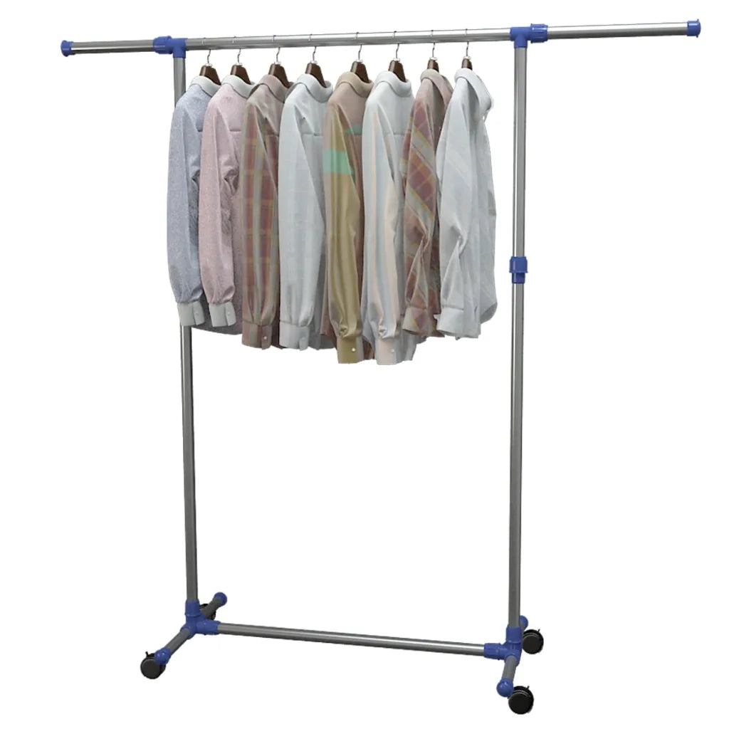 Porta Abiti Regolabile in Acciaio 165x44x150 cm Argento cod mxl 74225