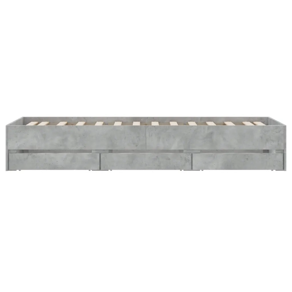 Letto singolo | Letto per adulti | Giroletto Cassetti Grigio Cemento 75x190 cm Legno Multistrato