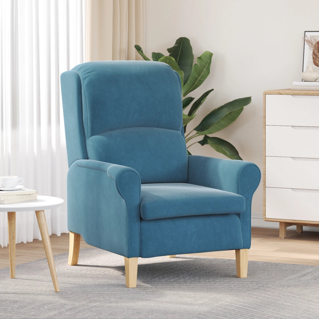 Poltrona Blu Blu Tessuto, Legno Standard Ergonomica