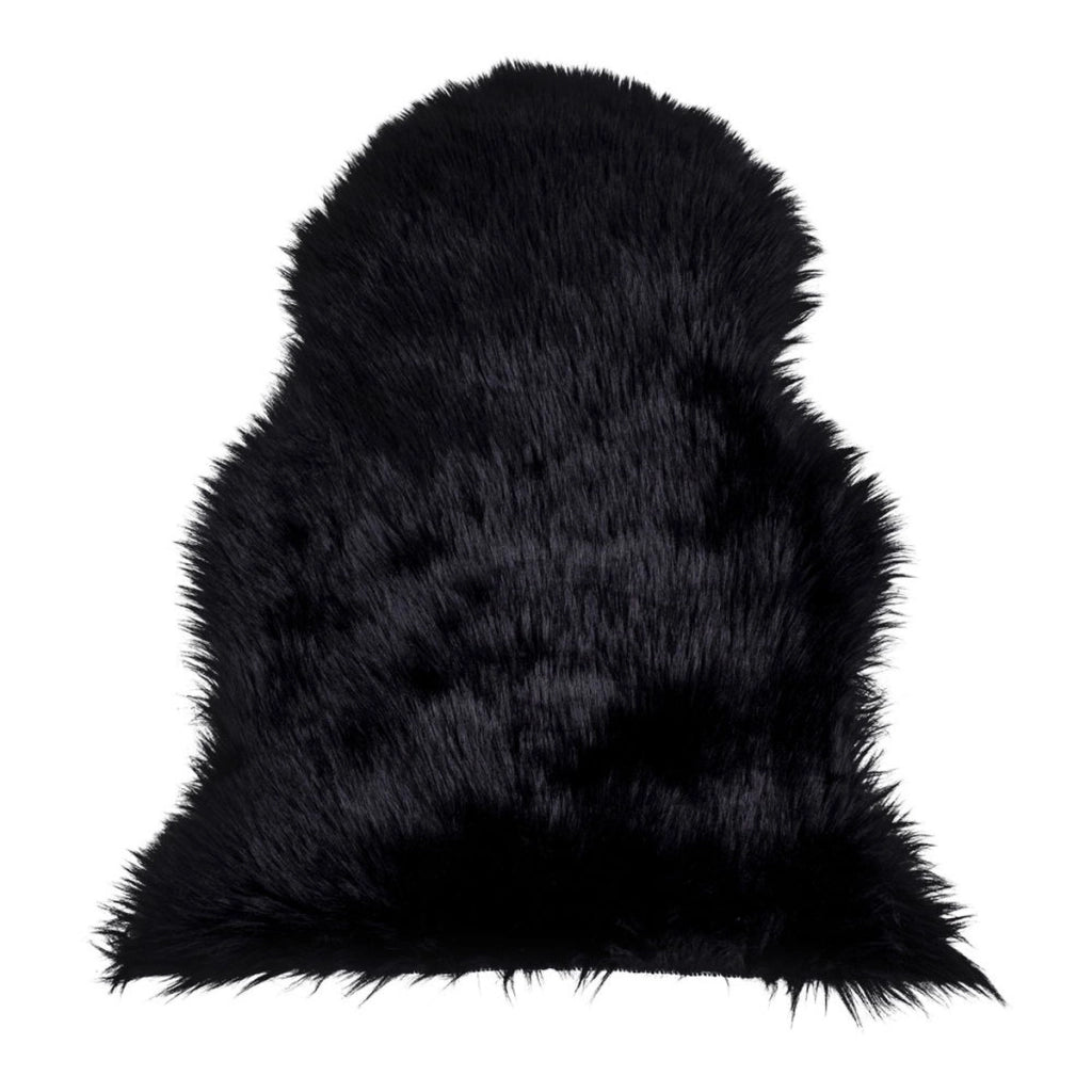 Tappeto Asimmetrico Lambskin, Nero, Poliestere, 85x50x6,5 cm