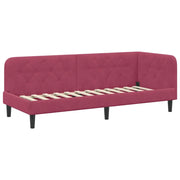 Letto singolo | Letto per adulti | Cornice del letto ad angolo Rosso Vino 80 x 200 cm Velluto