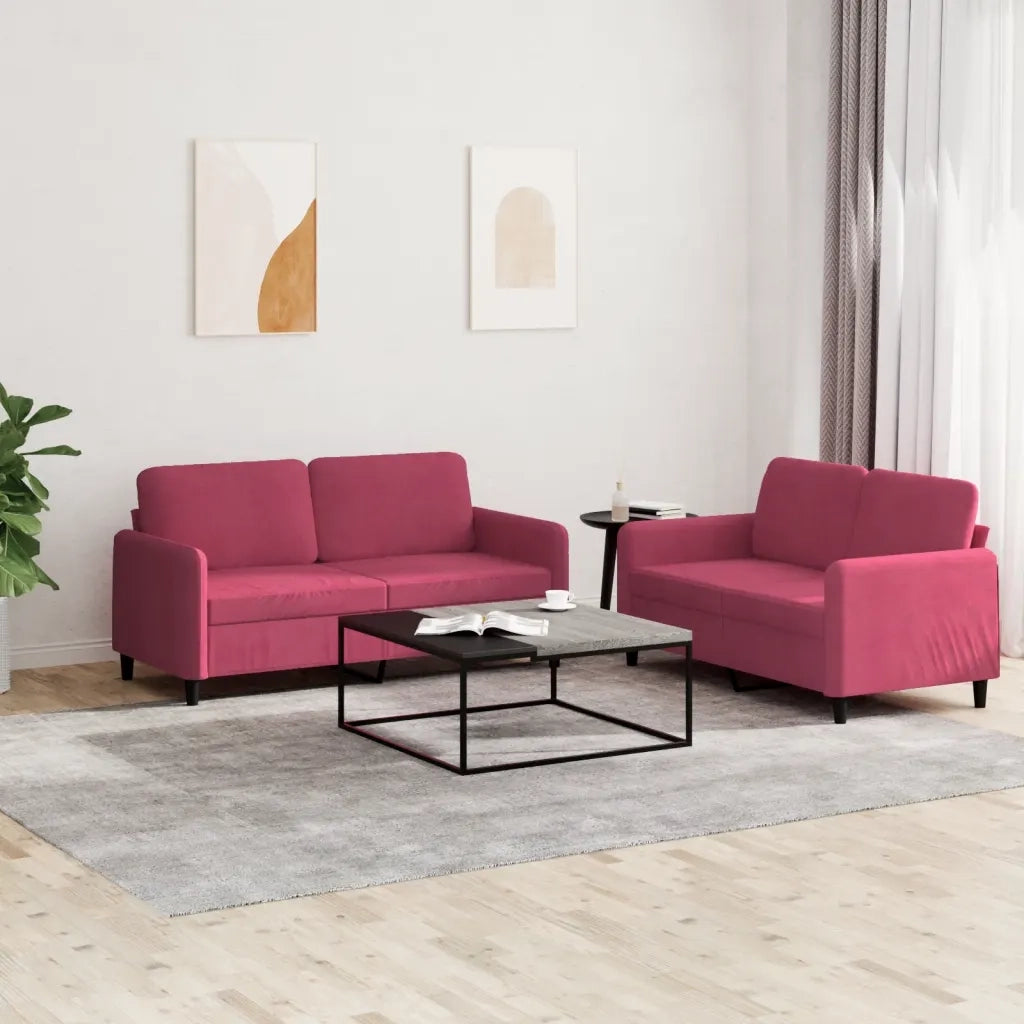 Set di Divani 2 pz Rosso Vino in Vellutocod mxl 83268