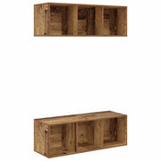 Set mobile TV 2 pz | Armadietto TV | Mobile Porta TV Legno vecchio 37 x 37 x 107 cm