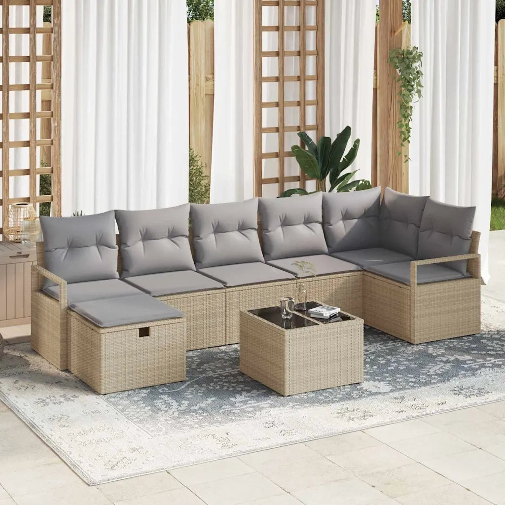 Set di divani 8 pcs Beige e Grigio Chiaro polyrattan 3359209
