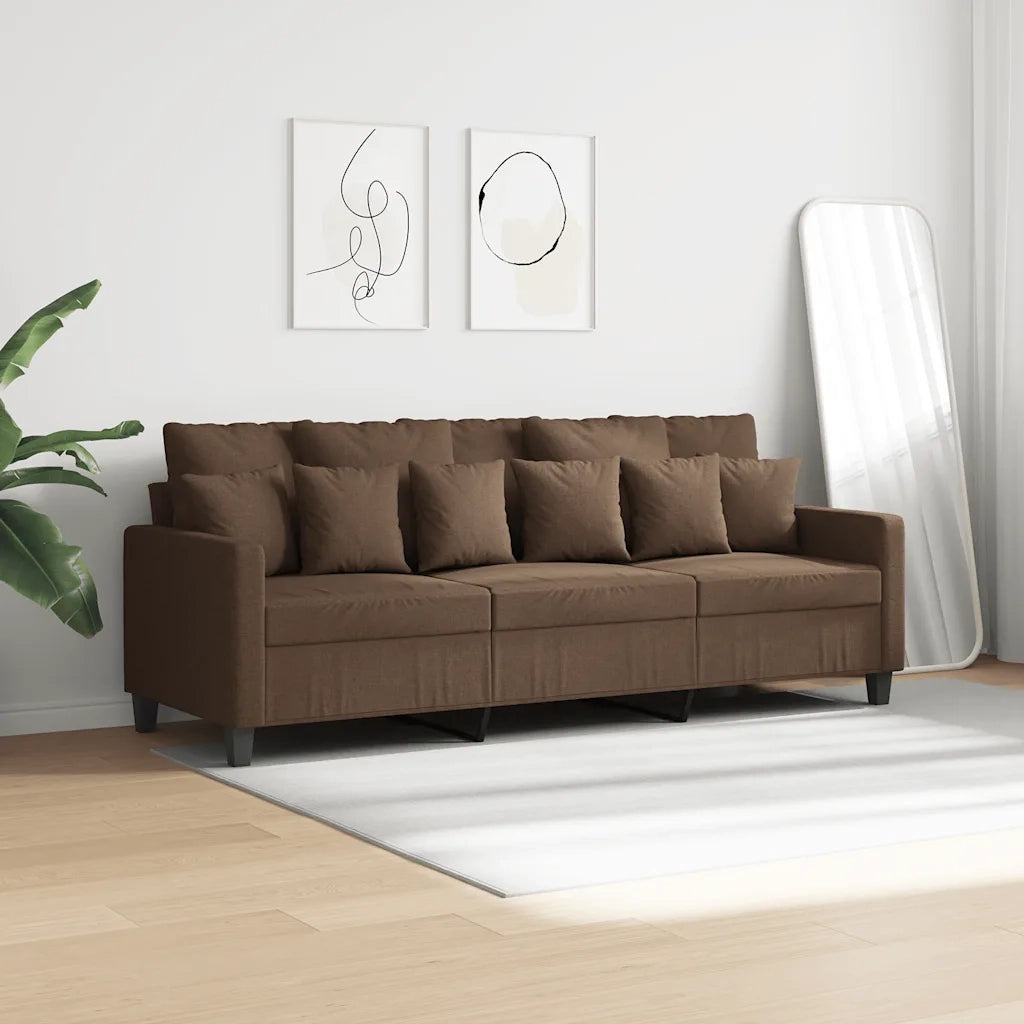 Divano a 3 Posti Marrone 180 cm in Tessuto 359278