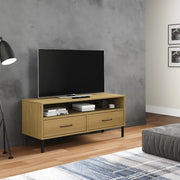 Mobile TV con Gambe Metallo Marrone Legno Massello di Pino OSLO cod mxl 27749