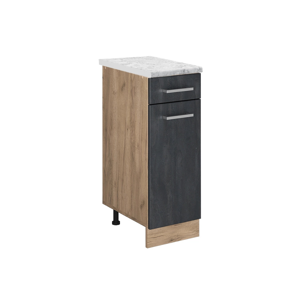 Vicco Armadio da cucina con cassetto Calcestruzzo nero 30 cm PL Marmo