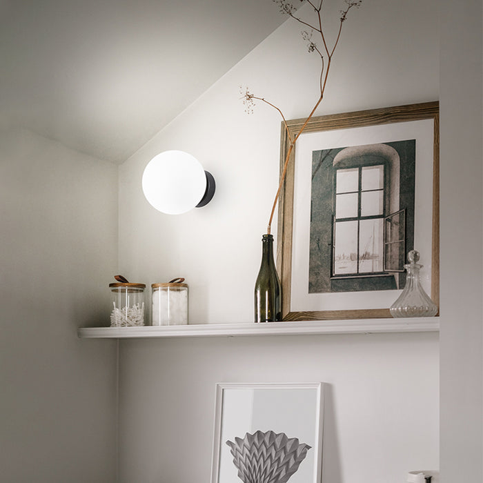 Applique Contemporanea Maga Metallo Nero Vetro 1 Luce E14